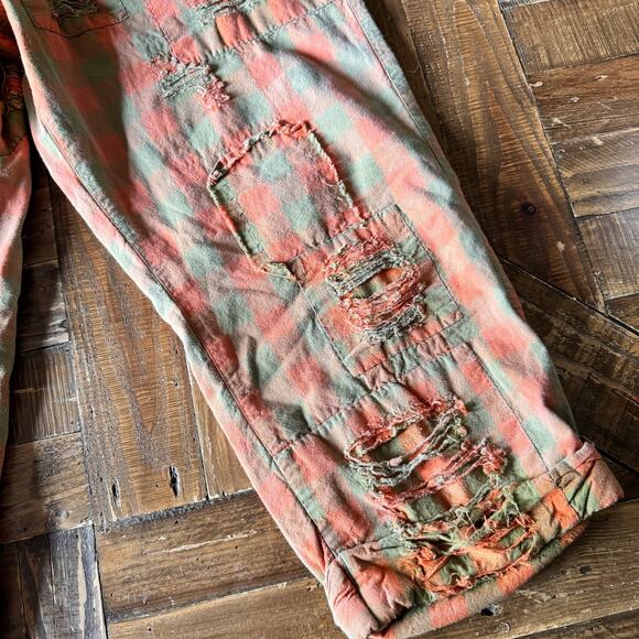 Woman's Magnolia Pearl Check Charmie Trousers Pants Orange Green One Size - Picture 2 of 9